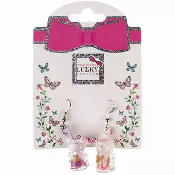 LUKKY Серьги-гвоздики с подвеской Мишки-коктейли