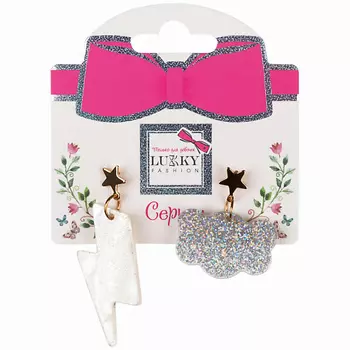 LUKKY Серьги-гвоздики с подвеской Облако и молнии