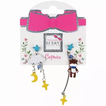 LUKKY Серьги-гвоздики с подвеской Звездный Мишка