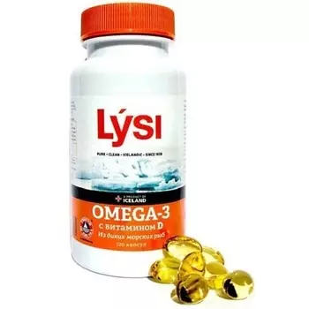 LYSI Рыбий жир Омега-3 из диких морских рыб с витамином Д