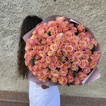 MADE KRIS Букет из 101 розы Мисс Пигги "Розовый шик"