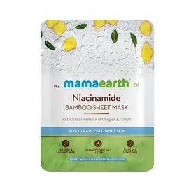 MAMAEARTH Тканевая маска на бамбуковой основе с экстрактами Ниацинамида и Имбиря