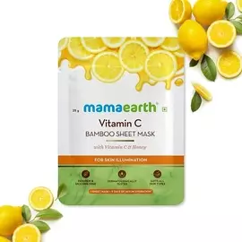 MAMAEARTH Тканевая маска на бамбуковой основе с Витамином С и Мёдом для сияния кожи