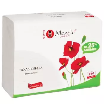 MANEKI Полотенца бумажные для диспенсера Sumi-e белые Z-сложения 250