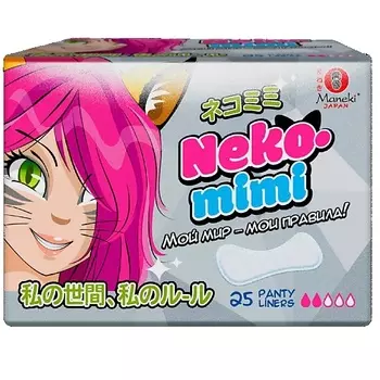 MANEKI Прокладки женские гигиенические ежедневные Neko-Mimi