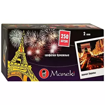 MANEKI Салфетки бумажные Эйфелева башня с ароматом Европы 250.0