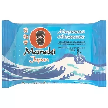 MANEKI Влажные антибактериальные салфетки Морская свежесть