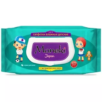 MANEKI Влажные салфетки Kaiteki детские с экстрактом алоэ вера 1