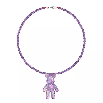 MANIOVICH.AM Колье фиолетовое с мишкой