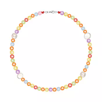 MANIOVICH.AM Колье из разноцветных сердечек и жемчуга