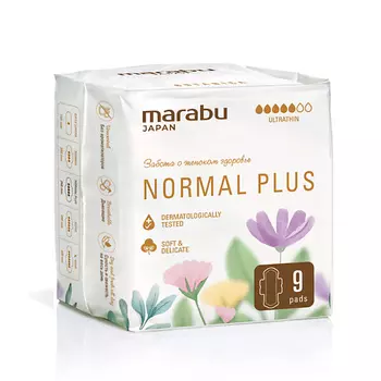 MARABU Прокладки ультратонкие женские гигиенические, нормал плюс 9.0