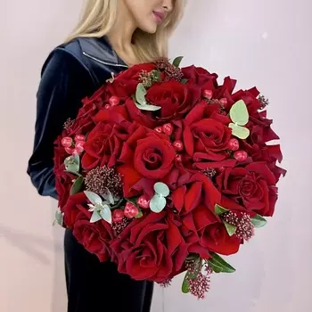 MARIMAY Премиальный букет из красных роз Эксплорер — французский стиль, любовь и страсть