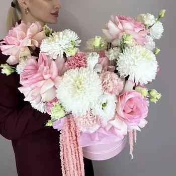 MARIMAY Букет в шляпной коробке «Розовый вальс»