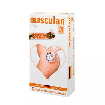 MASCULAN Презервативы 3 Ultra №10 Продлевающий с колечками, пупырышками и анастетиком 10.0