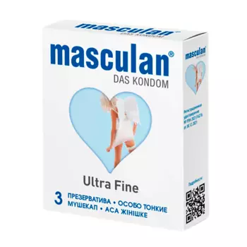 MASCULAN Презервативы Ultra Fine № 3 ОСОБО ТОНКИЙ, ПРОЗРАЧНЫЙ С ОБИЛЬНОЙ СМАЗКОЙ 3.0
