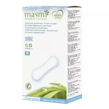 MASMI Классические анатомические гигиенические прокладки из органического хлопка 16.0