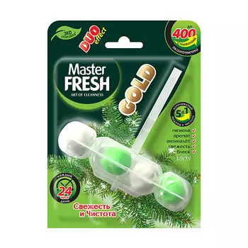 MASTER FRESH Подвесной блок для унитаза DUO EFFECT 5в1 GOLD (ХВОЯ) 1