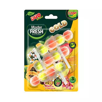 MASTER FRESH Подвесной блок для унитаза DUO EFFECT 5в1 GOLD (ТРОПИК) 3