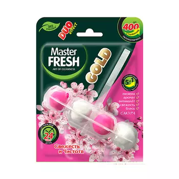 MASTER FRESH Подвесной блок для унитаза DUO EFFECT 5в1 GOLD (САКУРА) 1