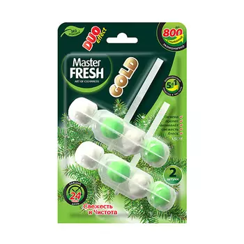 MASTER FRESH Подвесной блок для унитаза DUO EFFECT 5в1 GOLD (ХВОЯ) 2