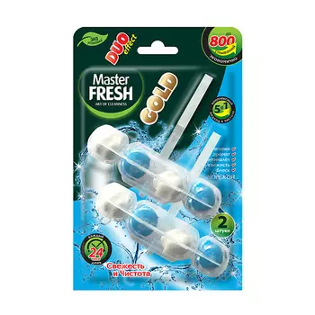 MASTER FRESH Подвесной блок для унитаза DUO EFFECT 5в1 GOLD (МОРСКОЙ) 2