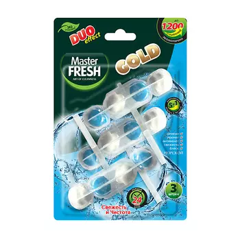 MASTER FRESH Подвесной блок для унитаза DUO EFFECT 5в1 GOLD (МОРСКОЙ) 3