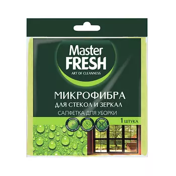 MASTER FRESH Салфетка для стекол и зеркал, микрофибра