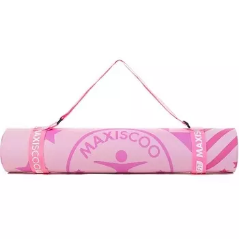 MAXISCOO Коврик для Йоги и Фитнеса, 5 мм, Двухцветный Розовый с Ремешком (MSF-XN-170723-5-PN)