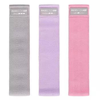 MAXISCOO Набор Тканевых Фитнес Резинок с Мешком для Хранения, 3шт