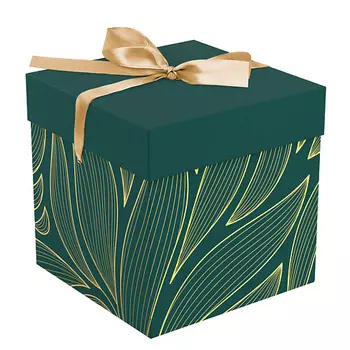 MESHU Коробка складная подарочная "Leaves", с лентой, отделка фольгой