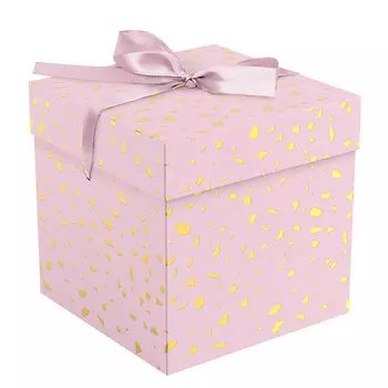 MESHU Коробка складная подарочная "Pink terrazzo", с лентой, отделка фольгой