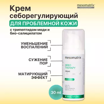 MESOMATRIX Крем для лица от прыщей, черных точек, комедонов для жирной кожи Sebo Therapy 30.0