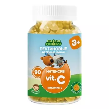 МИ-МИ-МИШКИ Интенсив Пектиновые жевательные пастилки с витамином С в форме мишек, желейные со вкусом апельсина от 3х лет