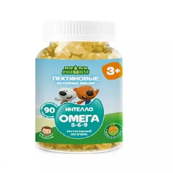 МИ-МИ-МИШКИ Пектиновые фруктовые жевательные пастилки Омега 3-6-9 в форме мишек, желейные со вкусом яблока и апельсина для детей от 3 лет