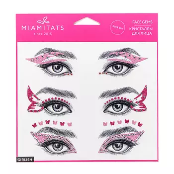 MIAMITATS Кристаллы на клейком слое для лица FACE GEMS Girlish
