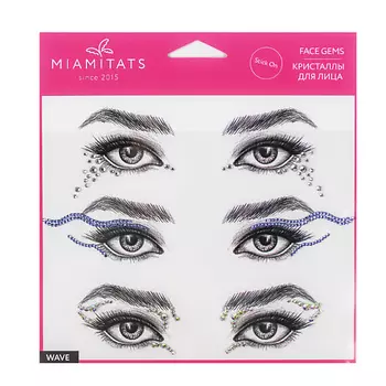 MIAMITATS Кристаллы на клейком слое для лица FACE GEMS Wave