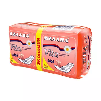 МИЛАНА Прокладки гигиенические впитывающие - "Vita" Софт Экономия, 4 капли, 60 шт.