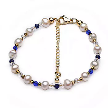 MILETTA Браслет женский на руку из натуральных камней Жемчуг белый шпинель гематит