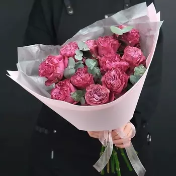 MILOTTA FLORAL SHOP Букет из роз Кантри Блюз с эвкалиптом