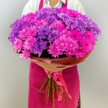 МИР ЦВЕТОВ Букет из 15 ярких хризантем