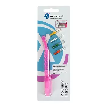 MIRADENT Ручка-контейнер со сменными ершиками Pic-Brush Intro-Kit для чистки зубов и брекетов 5.0