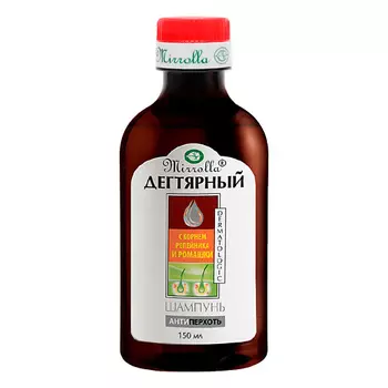 MIRROLLA Шампунь дегтярный с экстрактом корня Репейника и Ромашки 150
