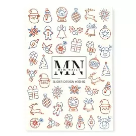 MIW NAILS Слайдер дизайн с объемными элементами 3D зимняя