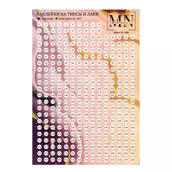 MIW NAILS Наклейки для гель-лаков пронумерованные мрамор розовый