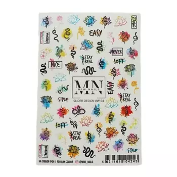 MIW NAILS Слайдер дизайн для маникюра змеи цветы