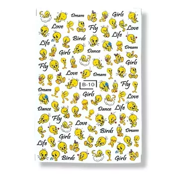 MIW NAILS Слайдер дизайн для ногтей цыпленок твитти