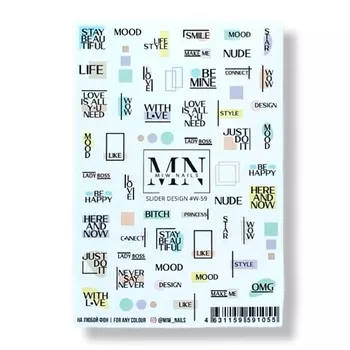 MIW NAILS Слайдер дизайн для ногтей надписи