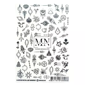 MIW NAILS Слайдеры для ногтей на любой фон Монохром геометрия