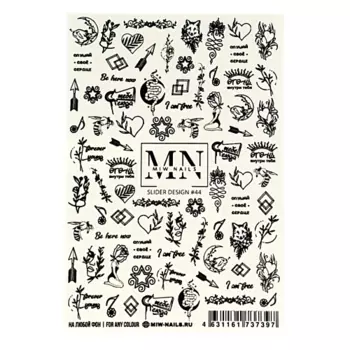 MIW NAILS Слайдеры для ногтей на любой фон Монохром тату