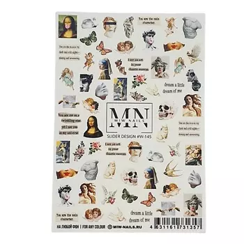 MIW NAILS Слайдеры для ногтей на любой фон Ренессанс Мона Лиза статуи